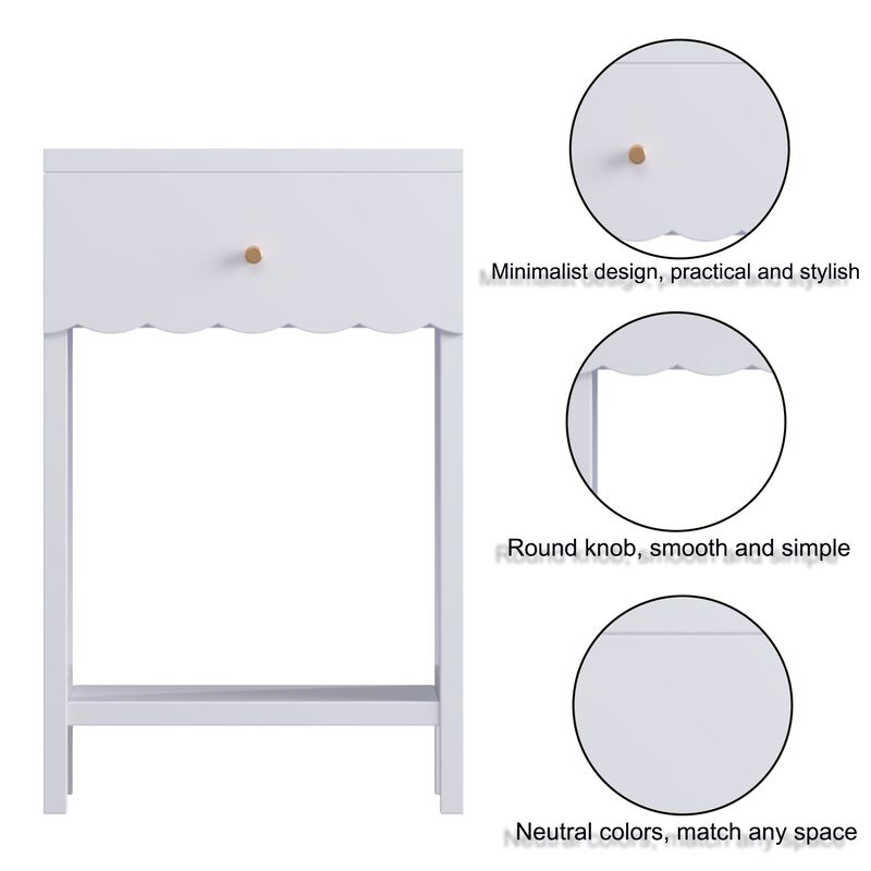 Assembled Nightstand 1-Drawer 1-Shelf Scalloped Edge image number 6