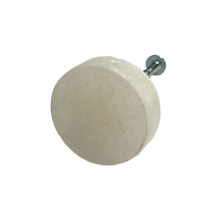 HomeRoots Set of Six Off White Stone Disc Drawer Pull Knobs