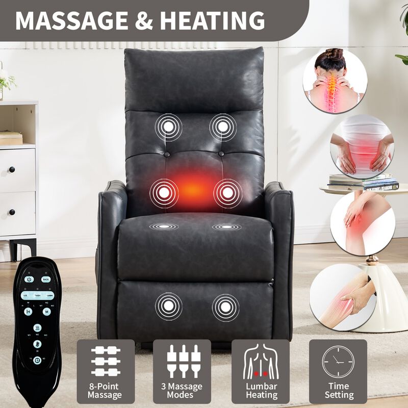 Faux Leather Power Lift Recliner Chair 155&deg; Recliner with Massage Heat & USB image number 3