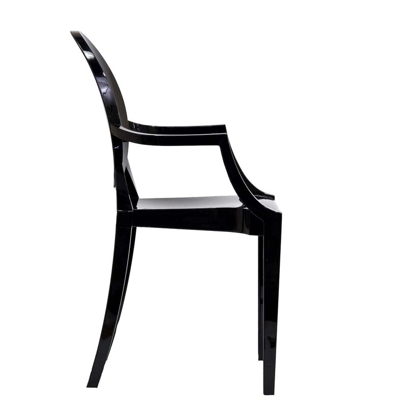 Modway Casper Modern Acrylic Stacking Two Dining Armchairs in Black image number 3