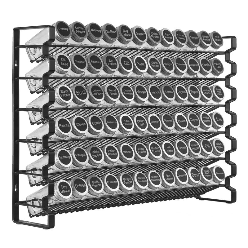 Spice Rack Organizer with 72 Jars Labels Lids and Funnel Complete Set image number 6
