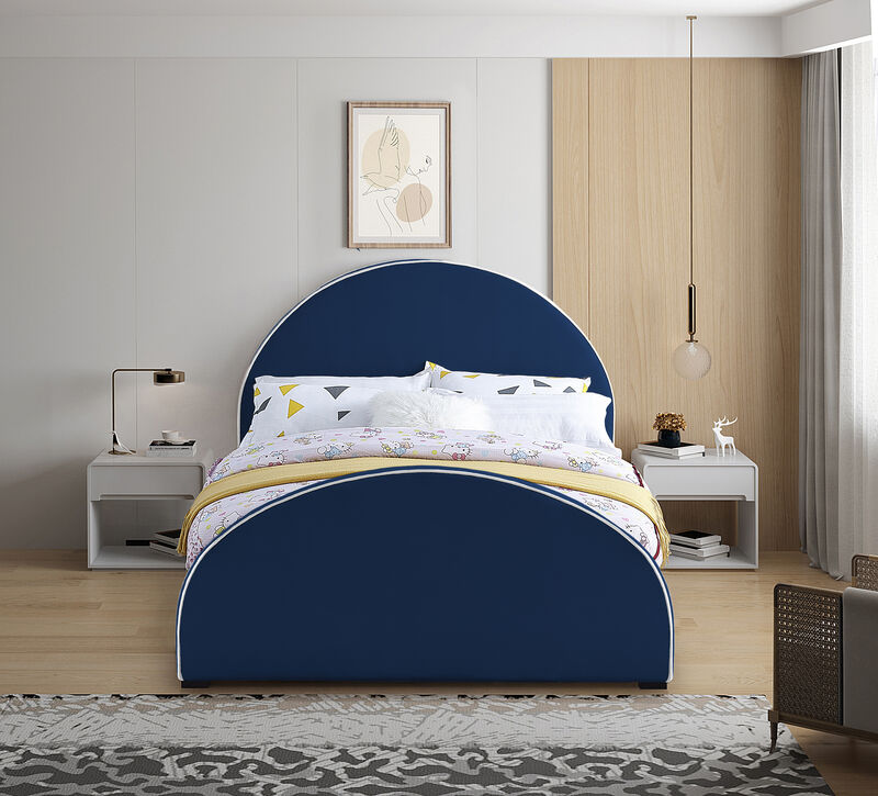 Meridian Furniture Brody Navy Velvet Queen Bed