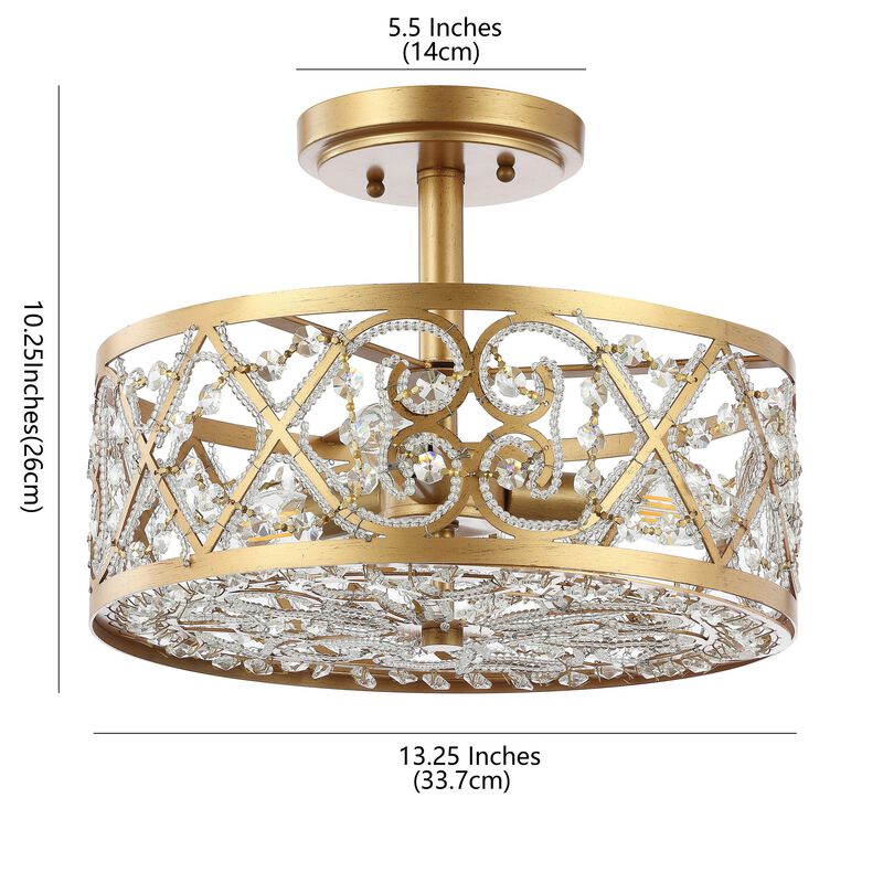 Leila Iron/Crystal Modern Glam LED Flush Mount