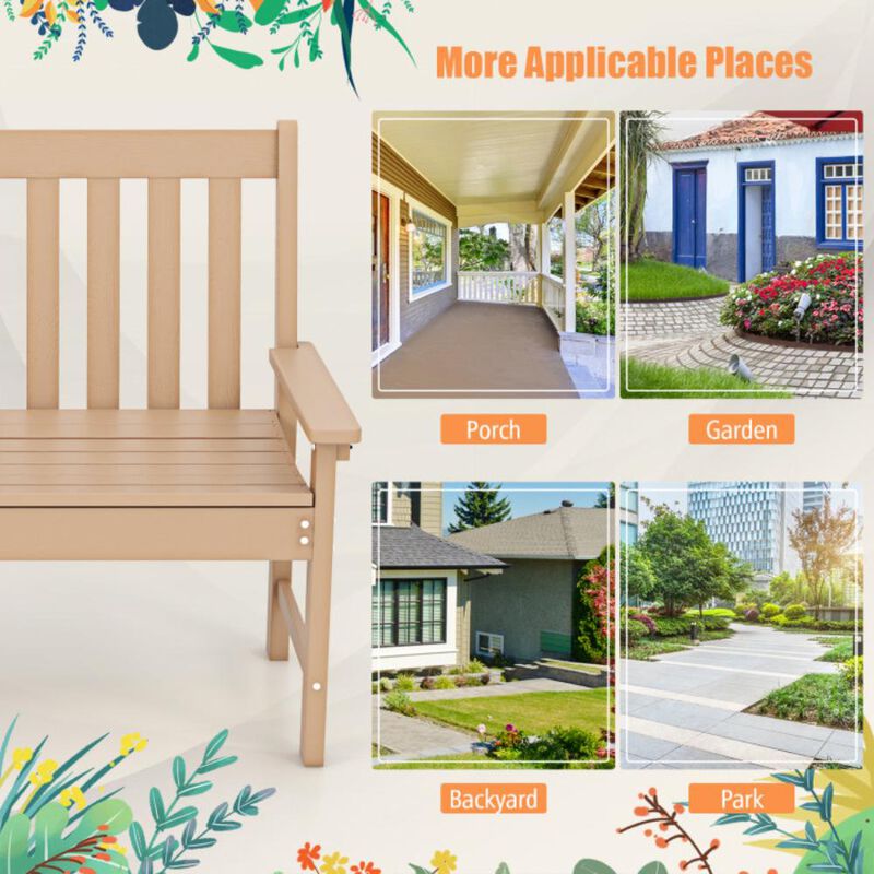 Hivvago All-Weather HDPE Outdoor Bench with Backrest and Armrests