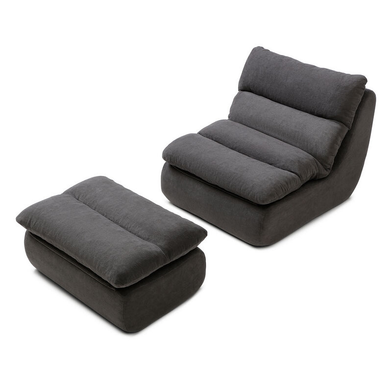 Merax Ergonomic Floor Lounge Sofa with Ottoman image number 0