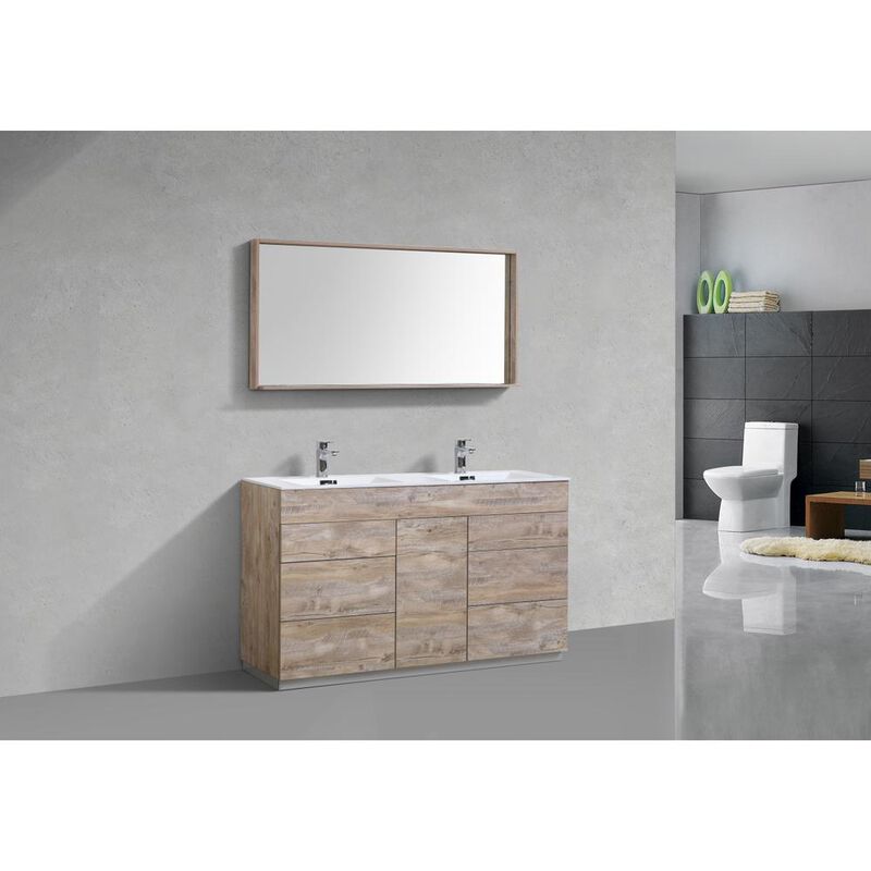 Kubebath Milano 60Double Sink Nature Wood Modern Bathroom Vanity