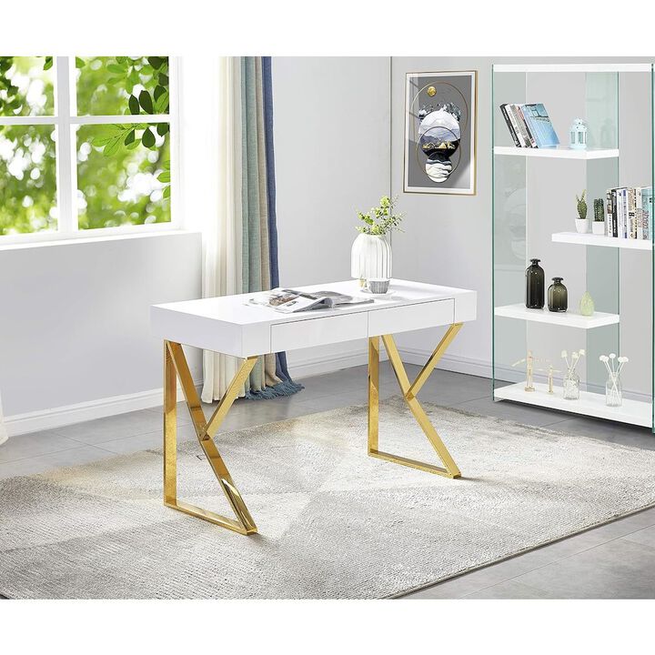 Best Master Furniture Philon 47" Modern Wood Computer Desk in Gold