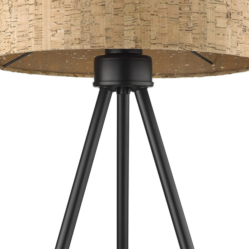 Hivvago 22" Black Metal Tripod Table Lamp With Beige Drum Shade