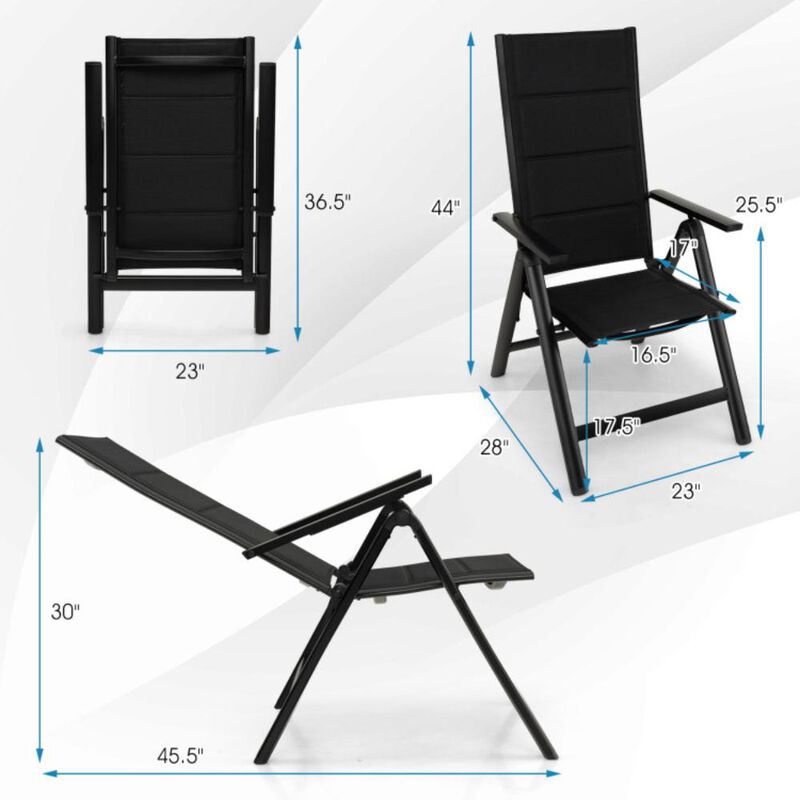 Hivvago Outdoor Dining Chair with Soft Padded Seat and 7-Position Adjustable Backrest