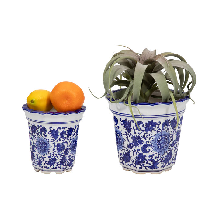 Blue Chinoiserie Pot Planters