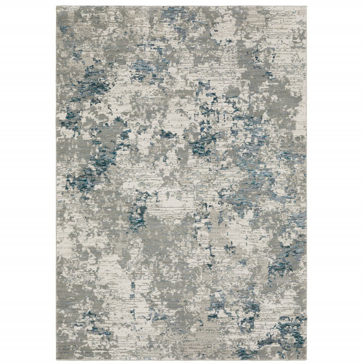 2 X 3 Blue Beige And Teal Abstract Power Loom Stain Resistant Area Rug