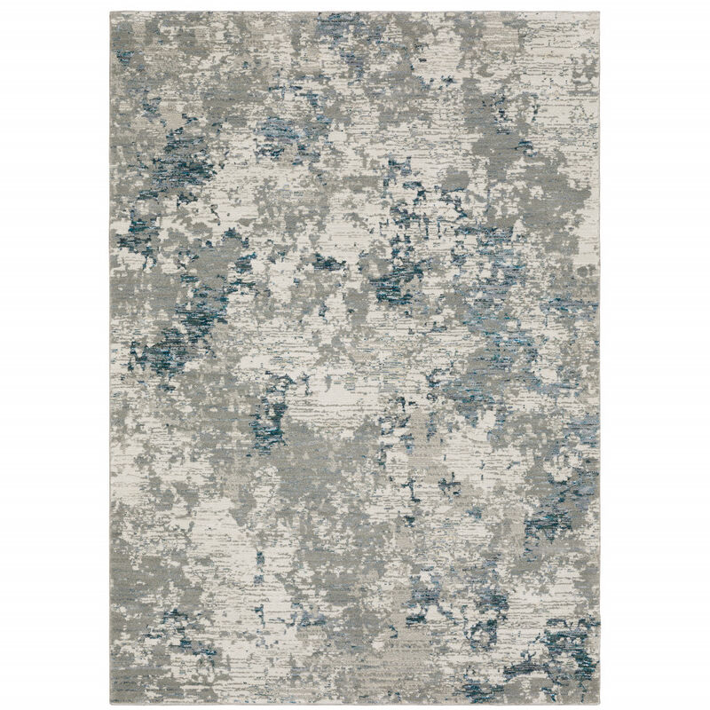 2 X 3 Blue Beige And Teal Abstract Power Loom Stain Resistant Area Rug image number 0