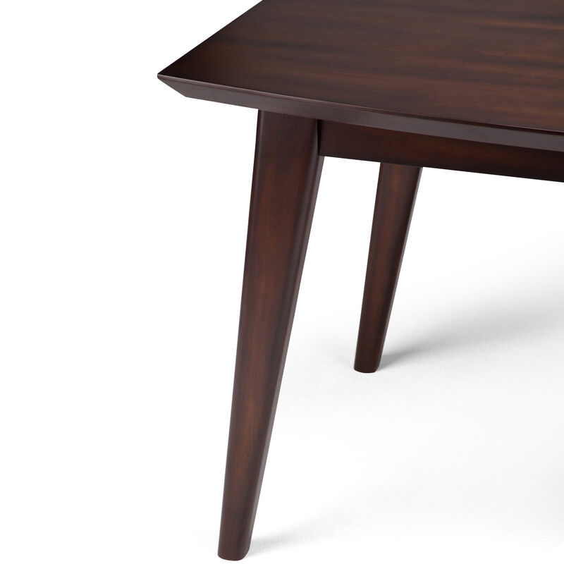 Draper SOLID HARDWOOD and Rubberwood 66 inch x 40 inch Rectangle Mid Century Modern Dining Table in Java Brown