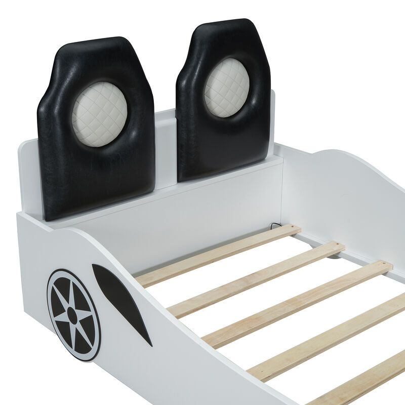Merax Race Car-Shaped Platform Bed with LED