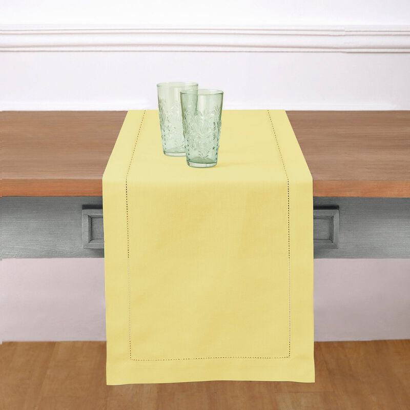 Solino Home Cotton Linen Table Runner - Cotton Linen Hemstitch