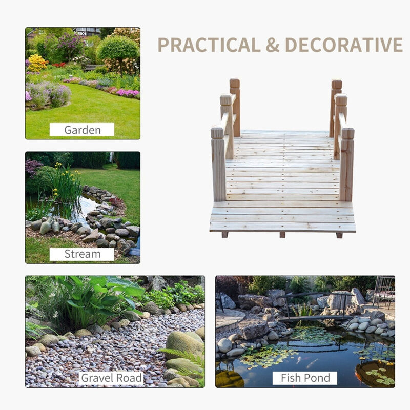 Garden Bridge Elegant Arched Footbridge for Outdoor Yard, Pond, or Landscape Decor