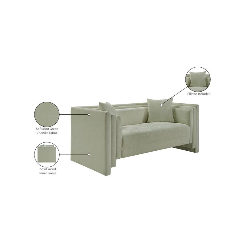 Meridian Furniture Everett Mint Chenille Fabric Loveseat