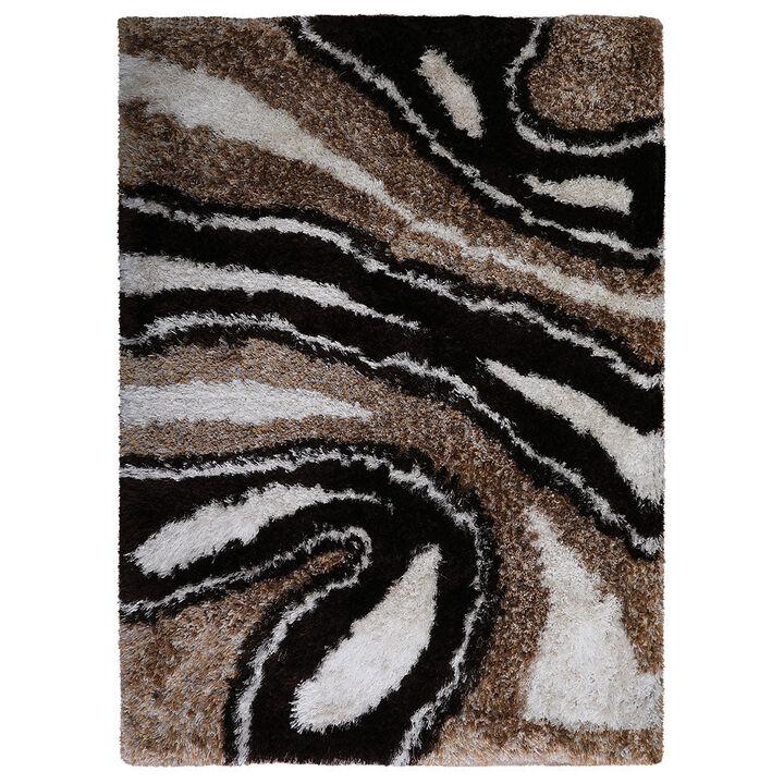 RUGSOTIC CARPETS HAND TUFTED SHAG POLYESTER ECO-FRIENDLY AREA RUGS  - Rectangle, Size, Abstract Modern Design, High Pile Thick Handmade Anti Skid Rugs for Living Room K00039