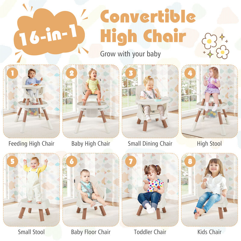 Convertible 16 in 1 Baby Highchair with Activity Center for Toddlers and Infants image number 5