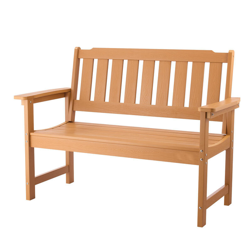 Patio Garden Bench for 2-3 Persons, Weatherproof Frame with Armrests image number 0