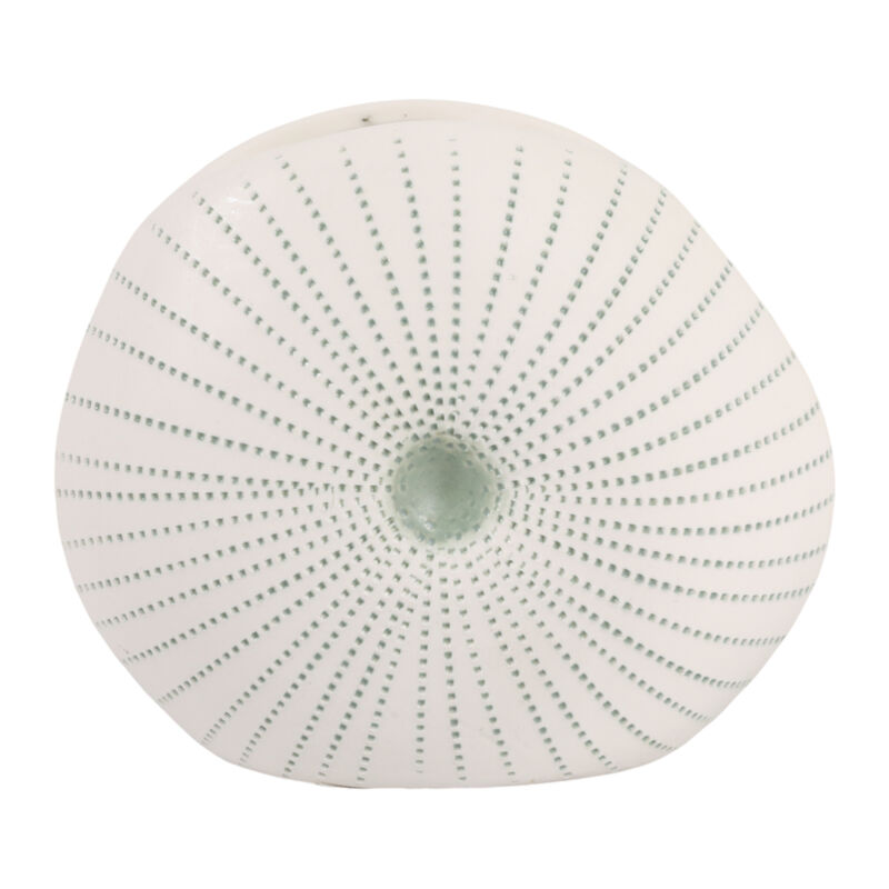 5x4" Round Dotted Shell Bud Vase, White/green image number 4