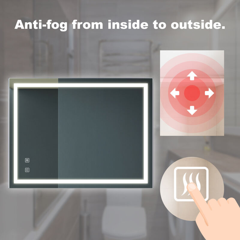 ELEMENT ACE 32x24 Inch Bathroom LED Vanity Mirror with Dimmable Touch and Anti-Fog Technology image number 8