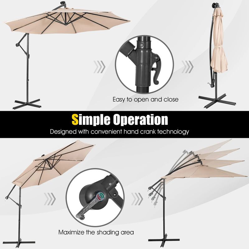 Mondawe 10 Feet Patio Cantilever Umbrella with Tilting System