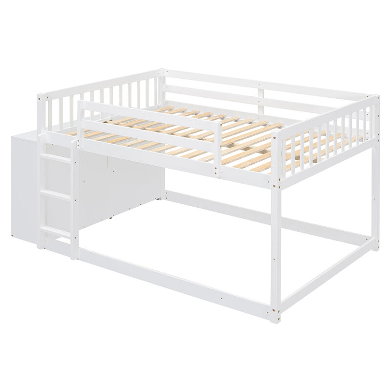 Whisen 92.4"x57" Full over Full Bunk Bed with 4 Drawers 3 Shelves, Solid Wood for Kids Bedroom image number 6