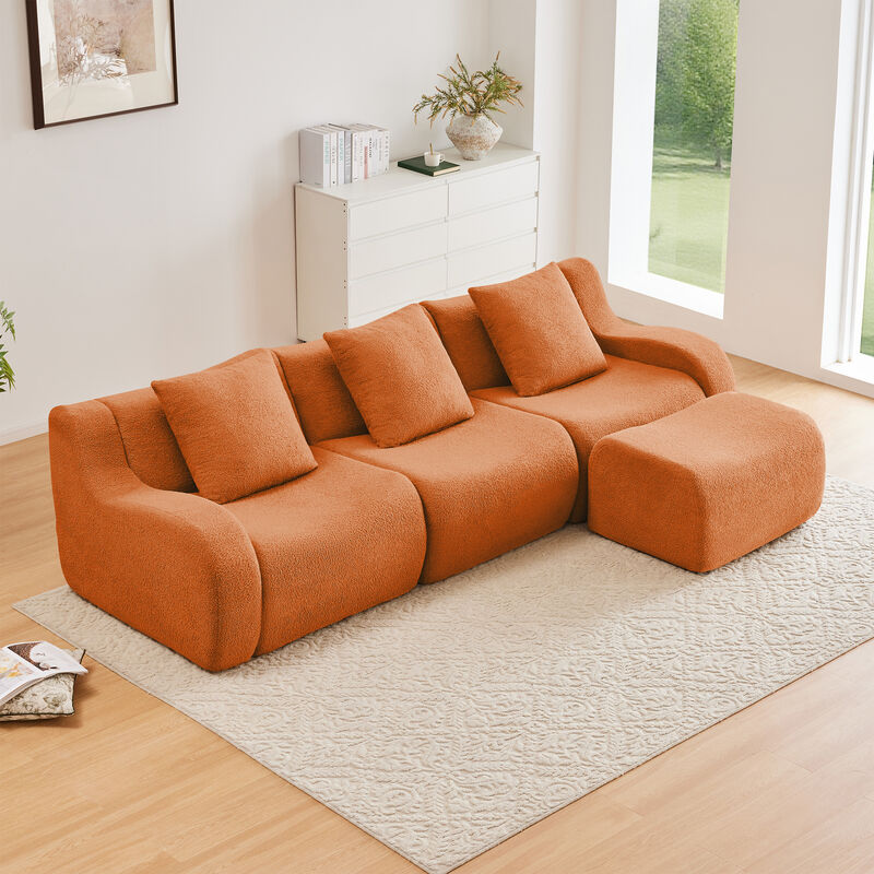 Merax Simplified Modular Sectional Sofa Premium Skin-Friendly Teddy Fabric 32D High Density Sponge image number 1