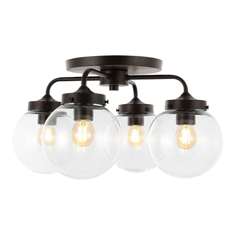 Piper Farmhouse Rustic Iron/Glass LED Semi Flush Mount