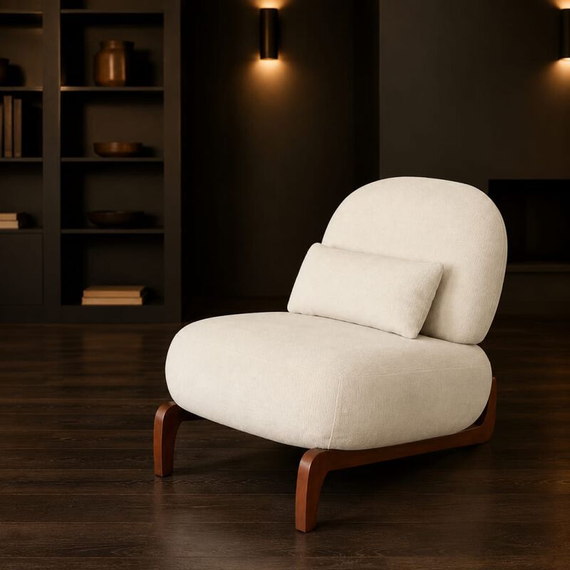 GOODSILO Armless Accent Chair with Plush Cushion and Solid Wood Legs, Soft Upholstered Seating for Living Room Bedroom Apartment Balcony Waiting Room image number 3