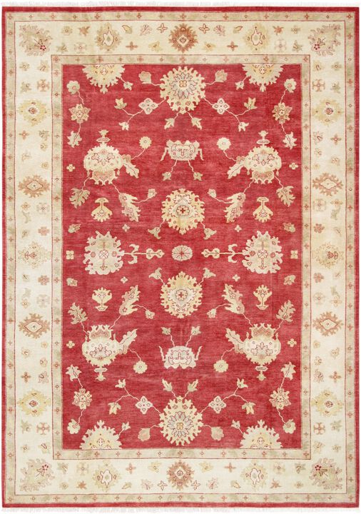 Pasargad Home Oushak Hand-Knotted Lamb's Wool Area Rug- 9' 10" X 13' 11"