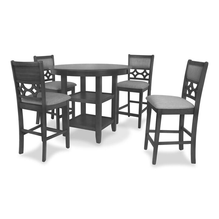 New Classic Furniture Furniture Mitchell 5-Piece Transitional Wood Counter Set in Gray
