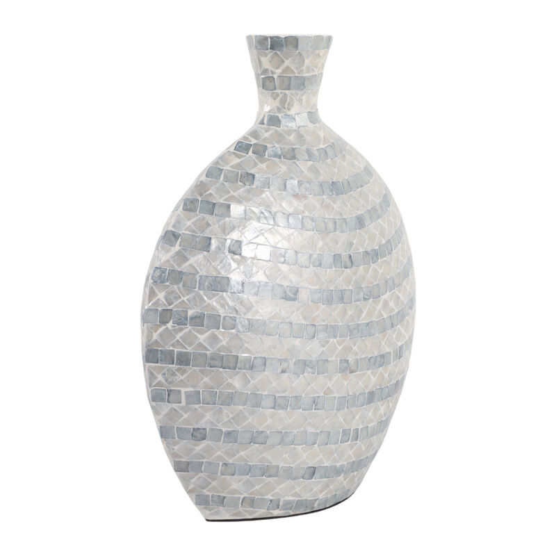 19x16" Capiz Gourd Vase, Blue image number 2