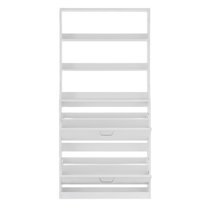 Slim Entryway Shoe Storage Cabinet Flip Drawer White Tall 2 image number 0