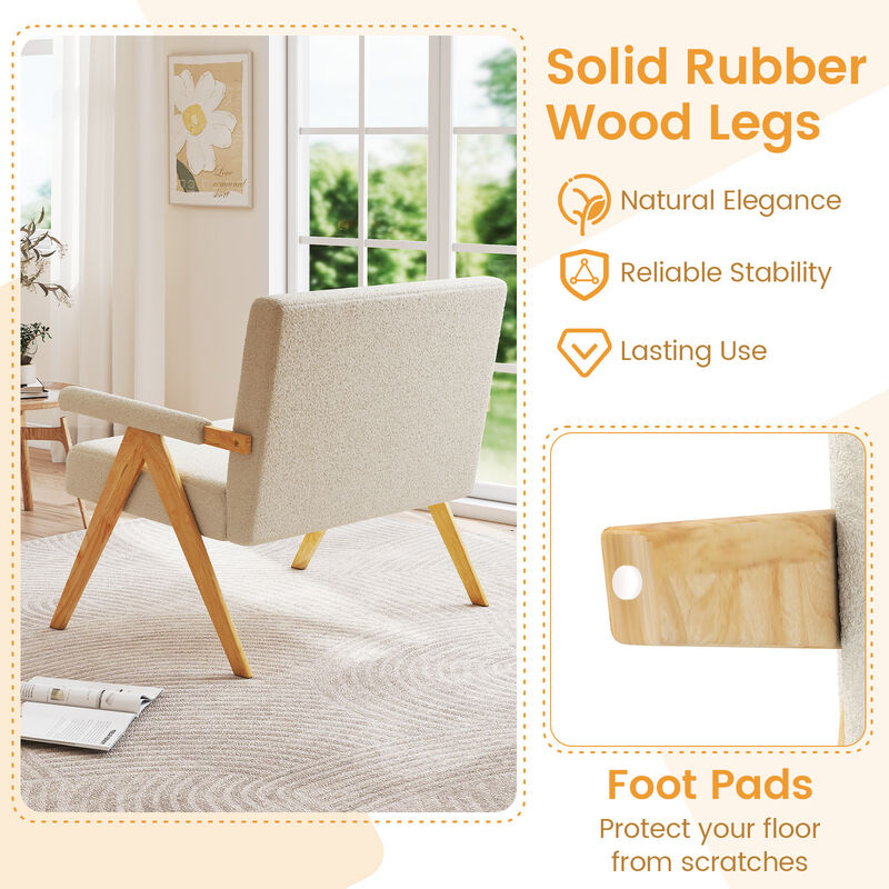 Upholstered Loveseat Sofa with Armrests and Wooden Legs for Living Room image number 6