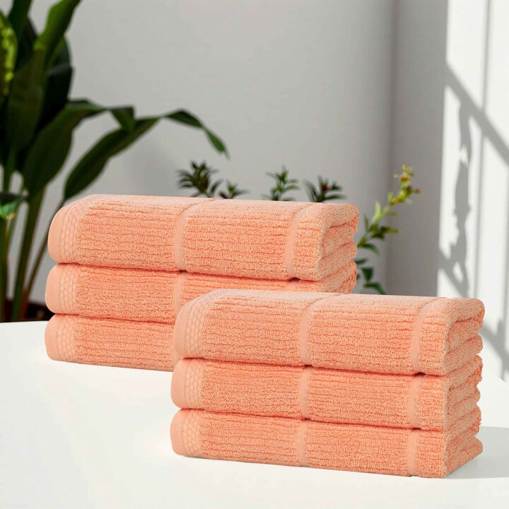 Soft Hand Towels Set of 6 in Smart Twist Viscose Cotton Blend