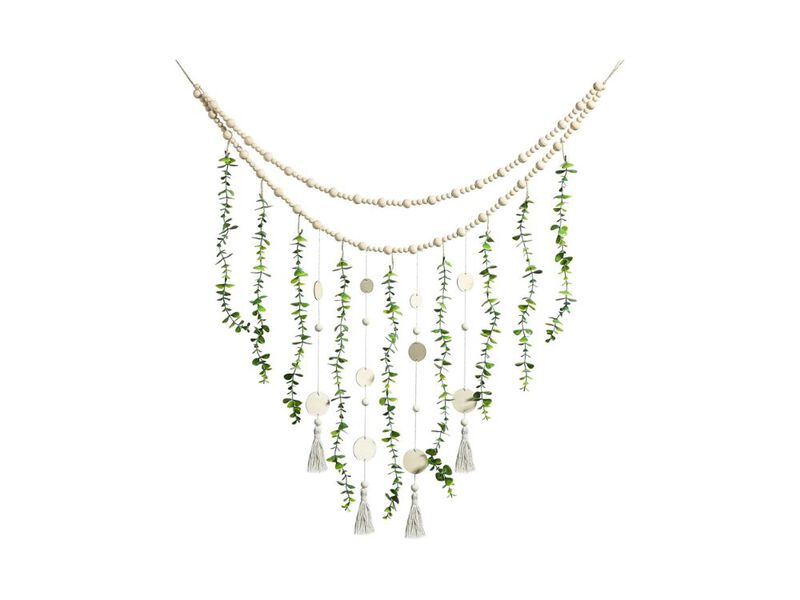Boho Eucalyptus Wall Hanging Wooden Bead Garland Decor for Bedroom Home image number 0