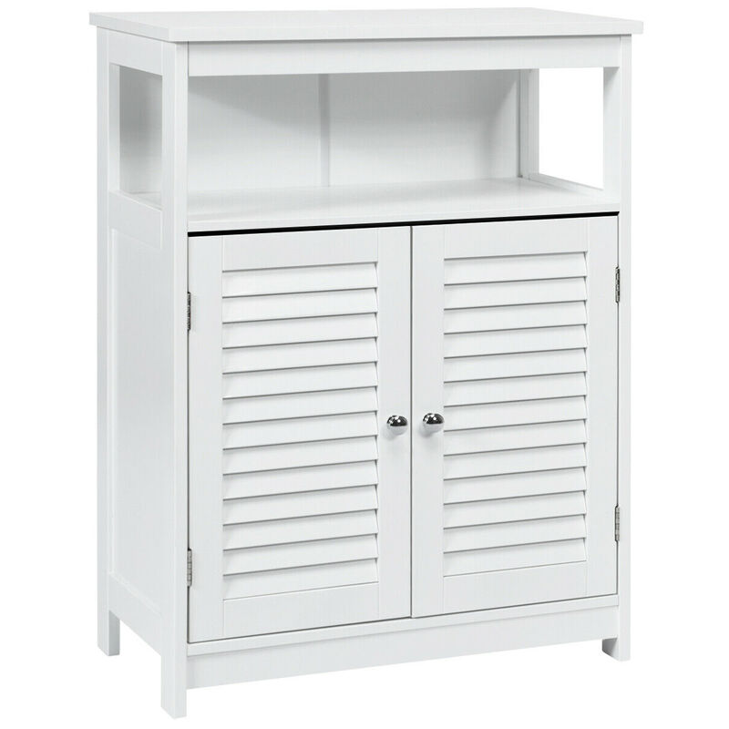 Wood Freestanding Bathroom Storage Cabinet with Double Shutter Door image number 0