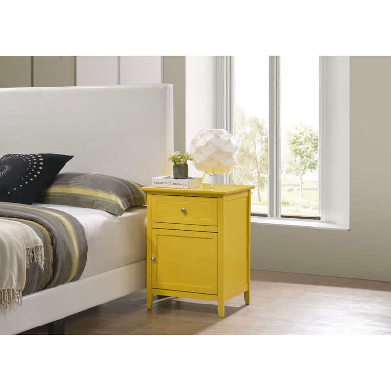 Izzy G1402-N 1 Drawer /1 Door Nightstand, Yellow