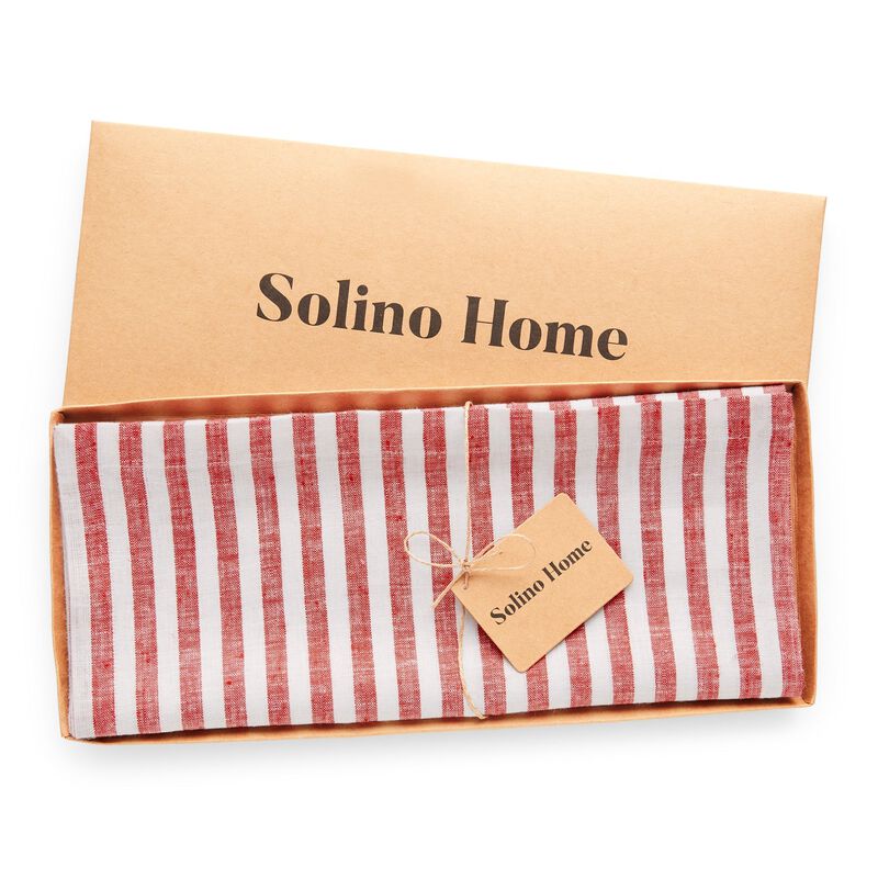 Solino Home Amalfi Stripe 100% Linen Table Runner &ndash; Handcrafted, Machine Washable, Perfect for Holiday and Everyday Dining