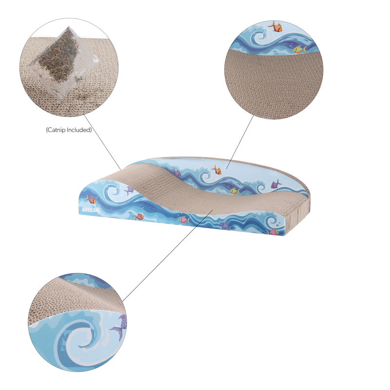 Kokomo Coastal Cardboard Lounge Bed Cat Scratcher with Catnip