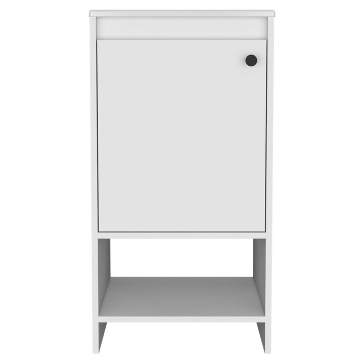 HomeRoots 18" White Wood Freestanding Single Door Bathroom Vanity With Sink