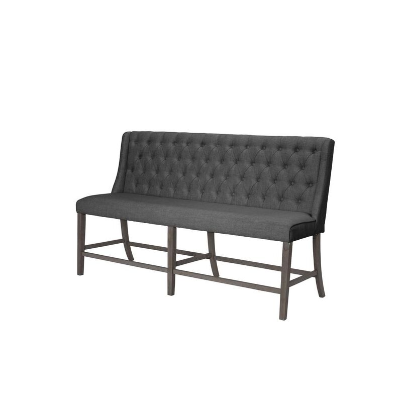 Best Quality Furniture Classic Counter Height Upholstered Bench with Backrest and Tufted Buttons