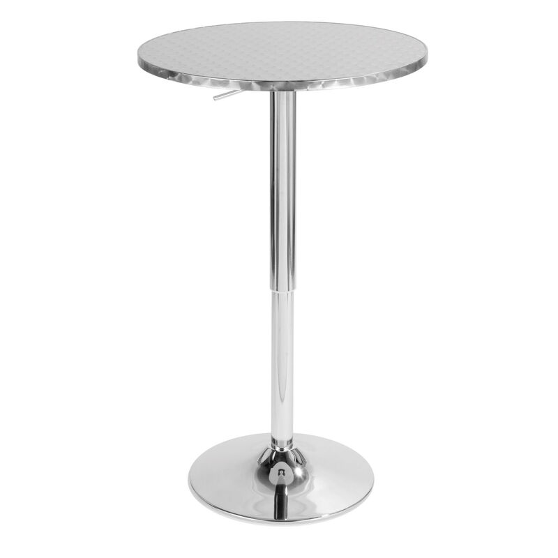 Lumisource Bistro Bar Table in Stainless Steel Top - Silver Swirl