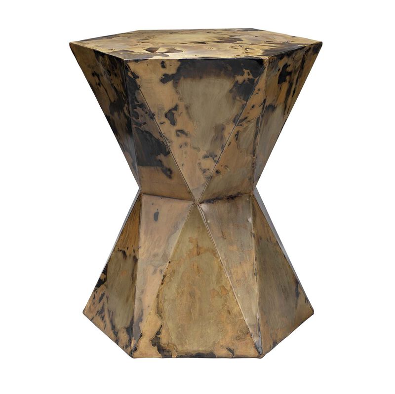 Crown Side Table, Acid Wash Metal