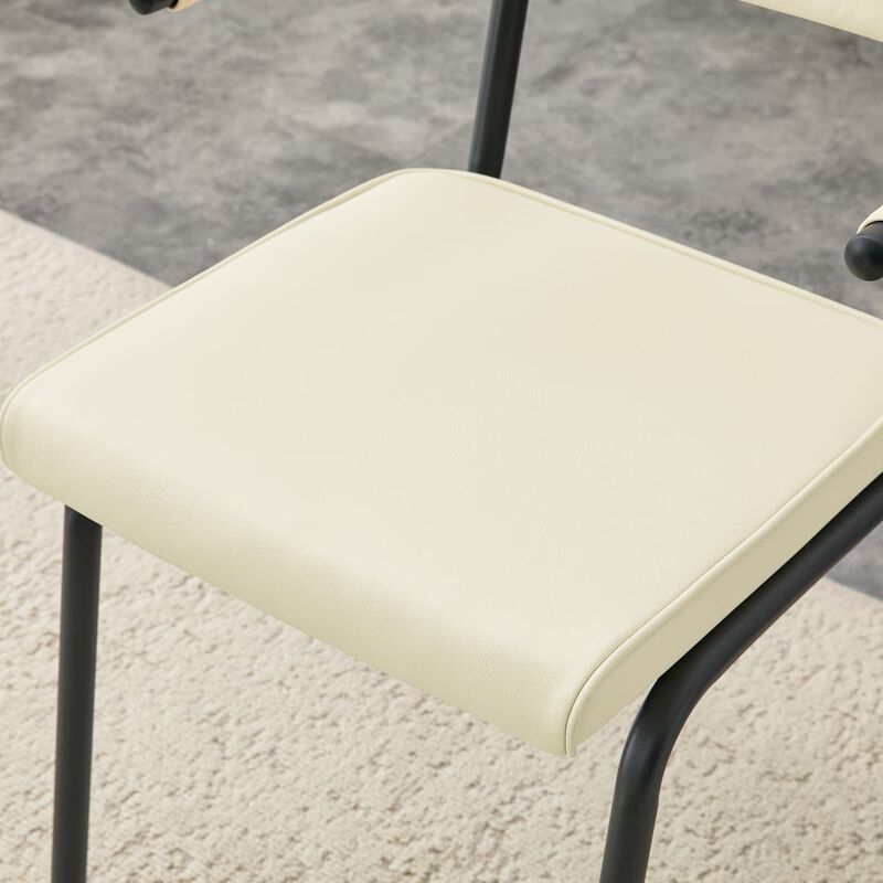 Set of 2 Velvet Dining Chairs Hangable Armrest Dining Chairs for Easy Floor Cleaning Square Open Back Dining Chairs with Metal Legs image number 6