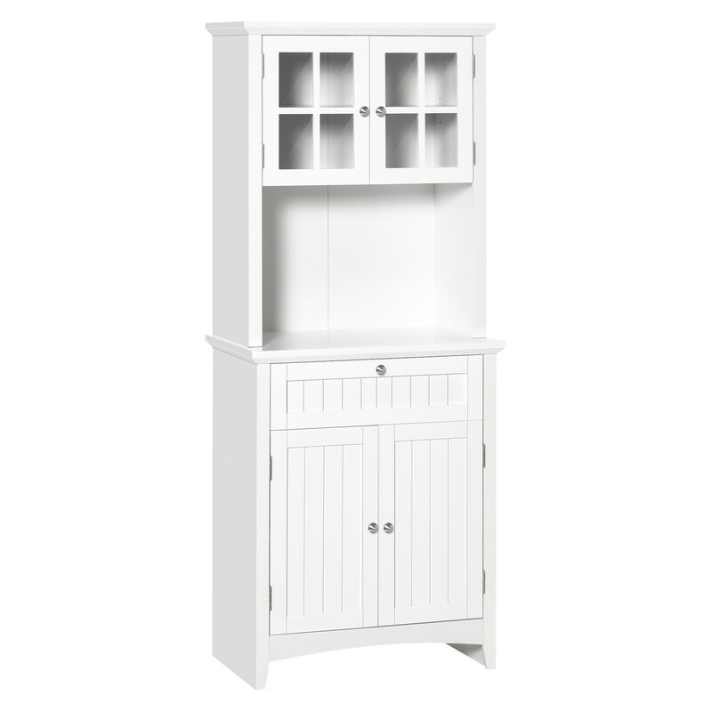 Hivvago Pantry Storage Cabinet with Hutch and Framed Glass Door image number 0