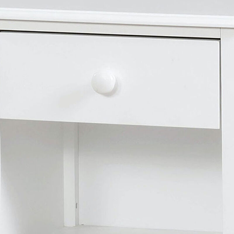 Nightstand with 1 Drawer and 1 Open Shelf, White-Benzara