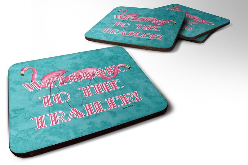 Caroline's Treasures 8757FC Welcome to the Trailer Foam Coasters (Set of 4), 3.5 H x 3.5 W, Multicolor